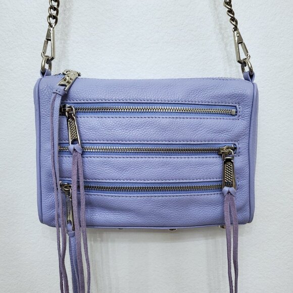 Rebecca Minkoff Lavender Lilac 5-Zip Leather Chain Crossbody Bag - Picture 1 of 16